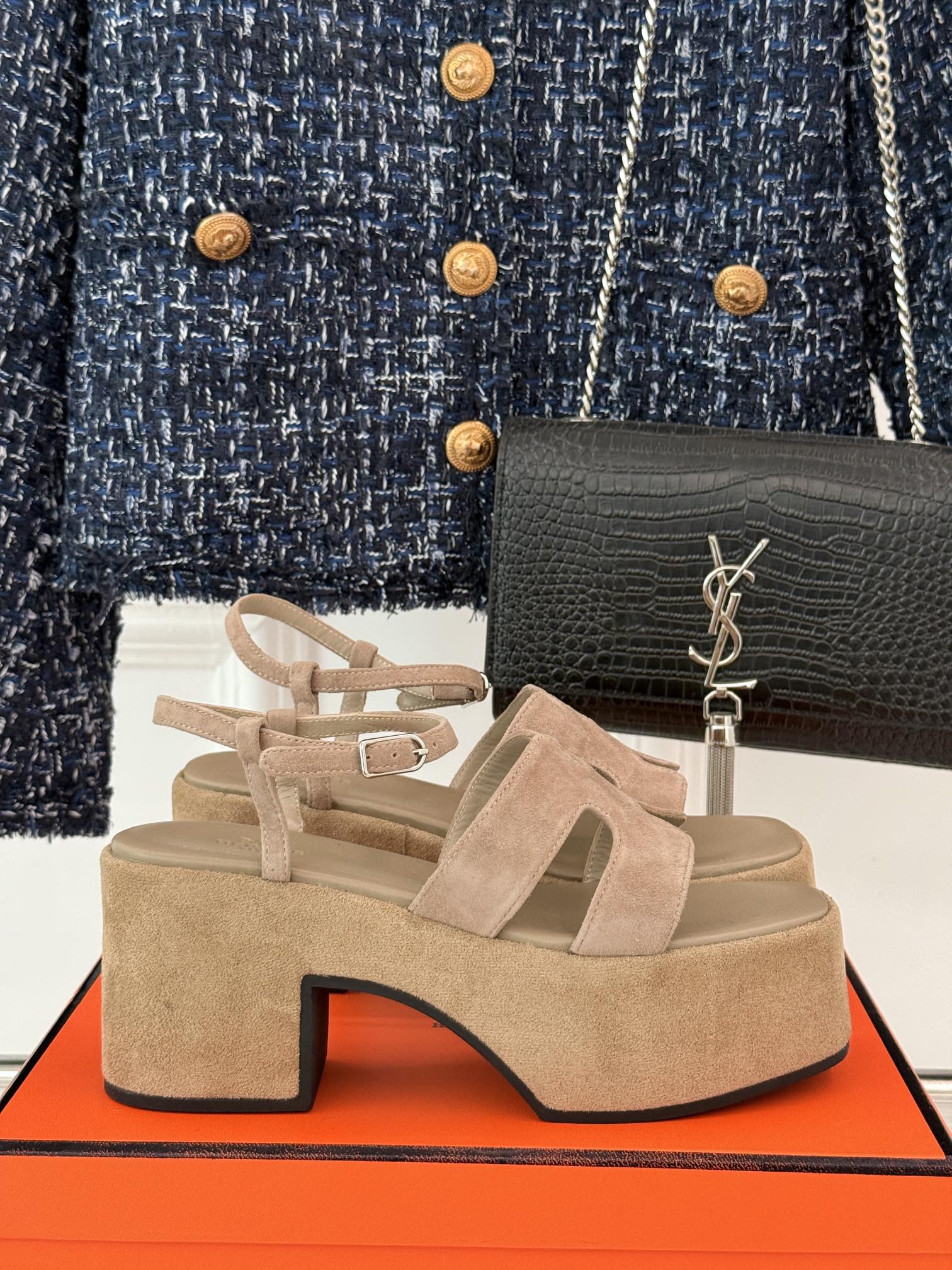 HM 25S JAM 30 HIGH-HEEL SANDAL IN TERRACOTTA BEIGE SUEDE