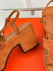 HM 25S JAM 30 HIGH-HEEL SANDAL IN TERRACOTTA ORANGE SUEDE