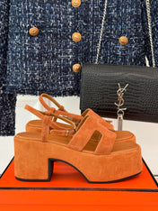 HM 25S JAM 30 HIGH-HEEL SANDAL IN TERRACOTTA ORANGE SUEDE