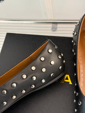STUD-EMBELLISHED BALLET FLATS IN BLACK CALFSKIN