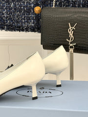 KITTEN HEEL PUMPS IN BLACK MIX WHITE CALFSKIN