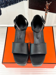 ILLUSION 35 SANDAL IN BLACK CALFSKIN