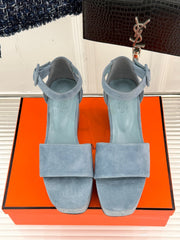 ILLUSION 35 SANDAL IN LIGHT BLUE SUEDE WITH RHINESTONE DETAILS