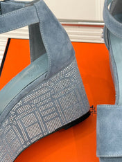 ILLUSION 35 SANDAL IN LIGHT BLUE SUEDE WITH RHINESTONE DETAILS