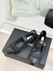 FLAT SHOES IN BLACK MESH MIX LAMBSKIN