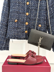 SLIDE SANDALS IN RED CALFSKIN