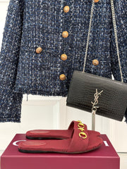 SLIDE SANDALS IN RED FABRIC EMBOSSED LOGO