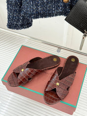 LP SANDALS 25S IN MAHOGANY RED LAMBSKIN SNAKE EMBOSSING