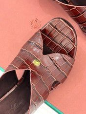 LP HIGH HEEL 25S IN MAHOGANY RED LAMBSKIN SNAKE EMBOSSING