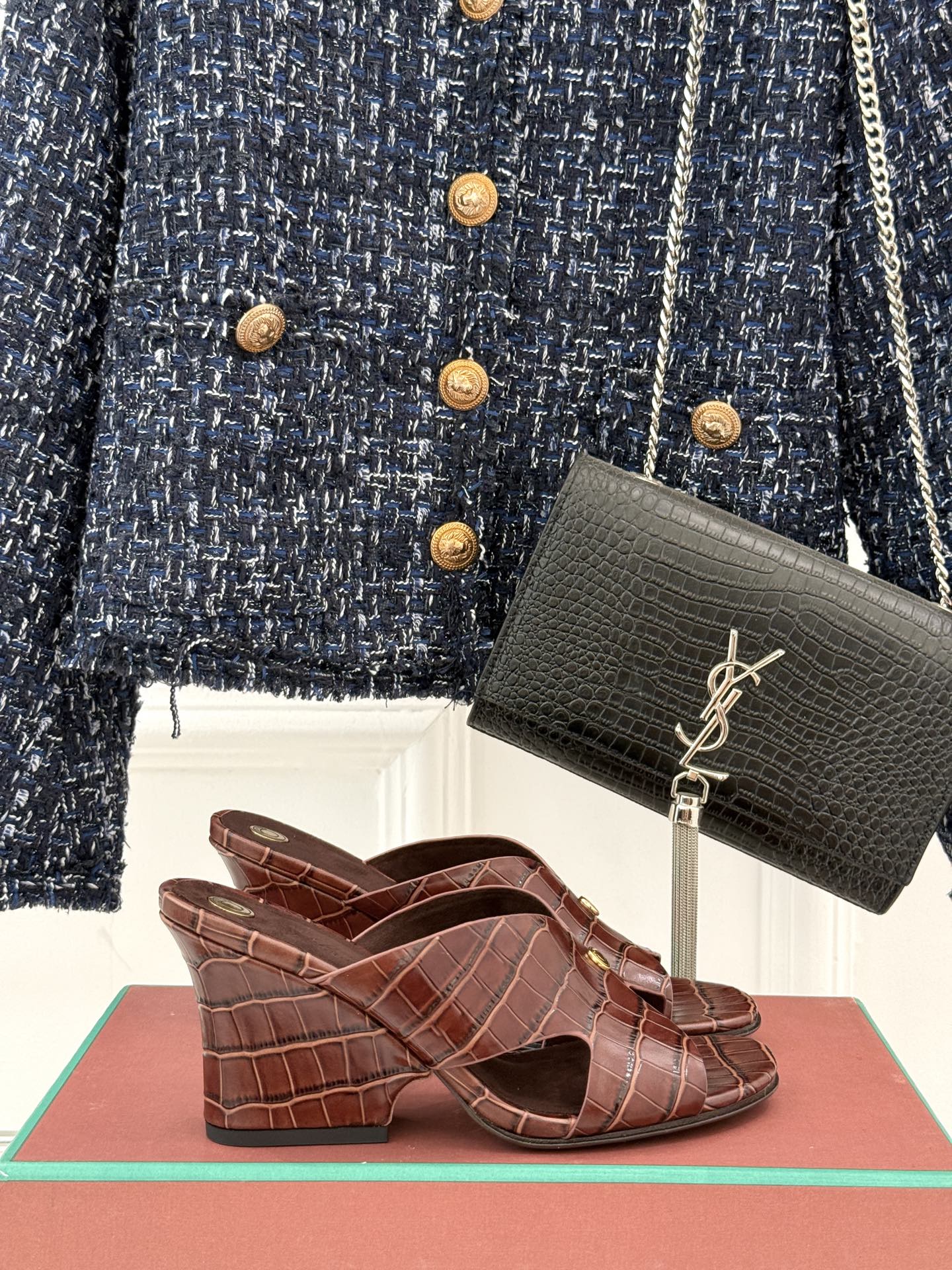 LP HIGH HEEL 25S IN MAHOGANY RED LAMBSKIN SNAKE EMBOSSING