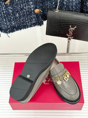 ROGER VIVIER 25S RANGERS CHAIN LOAFER IN OLIVE GRAY CALFSKIN