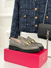 ROGER VIVIER 25S RANGERS CHAIN LOAFER IN OLIVE GRAY CALFSKIN