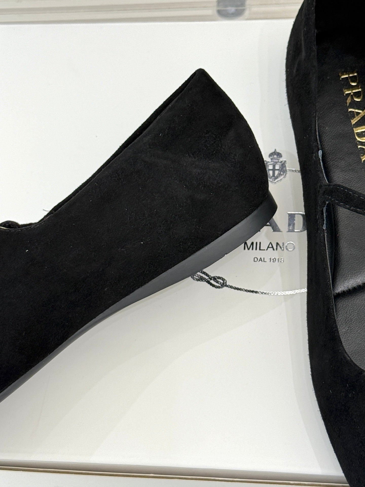 PRADA 25S SOFT PADDED BALLERINAS IN BLACK SUEDE