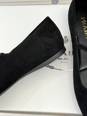 PRADA 25S SOFT PADDED BALLERINAS IN BLACK SUEDE