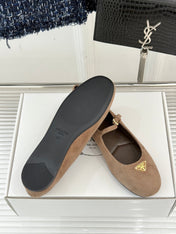 PRADA 25S SOFT PADDED BALLERINAS IN BROWN SUEDE