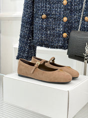 PRADA 25S SOFT PADDED BALLERINAS IN BROWN SUEDE