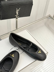 PRADA 25S SOFT PADDED BALLERINAS IN BLACK NAPPA LEATHER