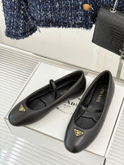 PRADA 25S SOFT PADDED BALLERINAS IN BLACK NAPPA LEATHER