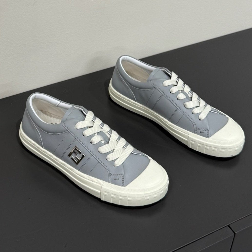 FF TRAINER SNEAKER IN DOLPHIN GRAY MIX WHITE CALFSKIN