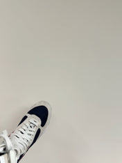 LACE-UP BOOTS IN BEIGE SUEDE AND NAVY MESH