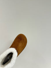 ANKLE BOOTS IN BRONZE BROWN SUEDE AND FLEECE LINING