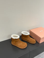 ANKLE BOOTS IN BRONZE BROWN SUEDE AND FLEECE LINING