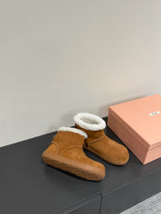 ANKLE BOOTS IN BRONZE BROWN SUEDE AND FLEECE LINING