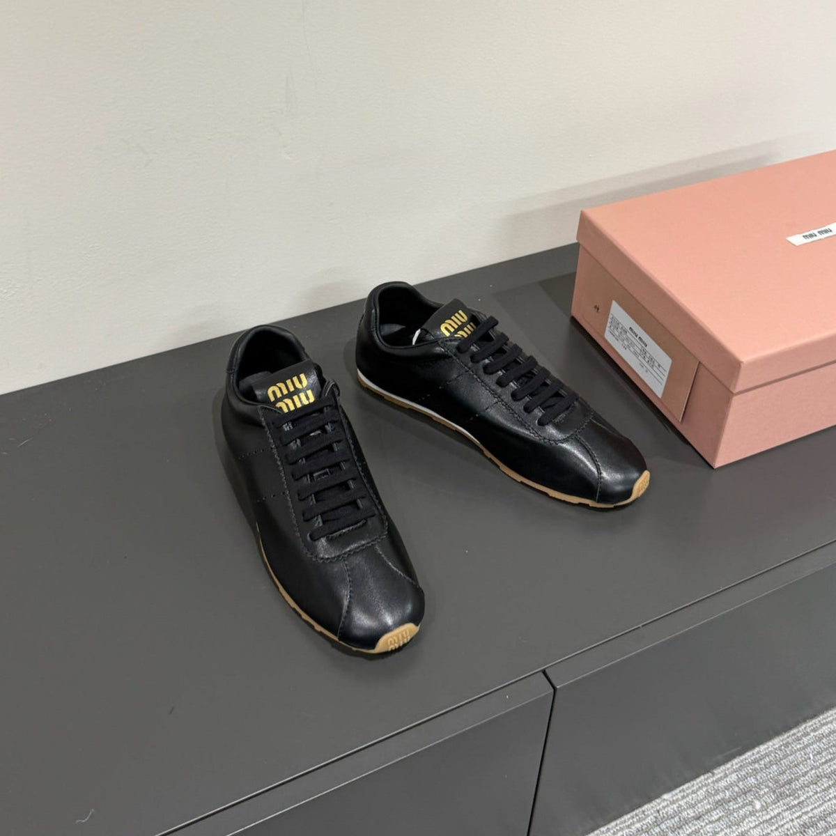 PLUME NAPPA SNEAKERS IN BLACK LAMBSKIN