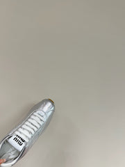 PLUME NAPPA SNEAKERS IN SILVER LAMBSKIN