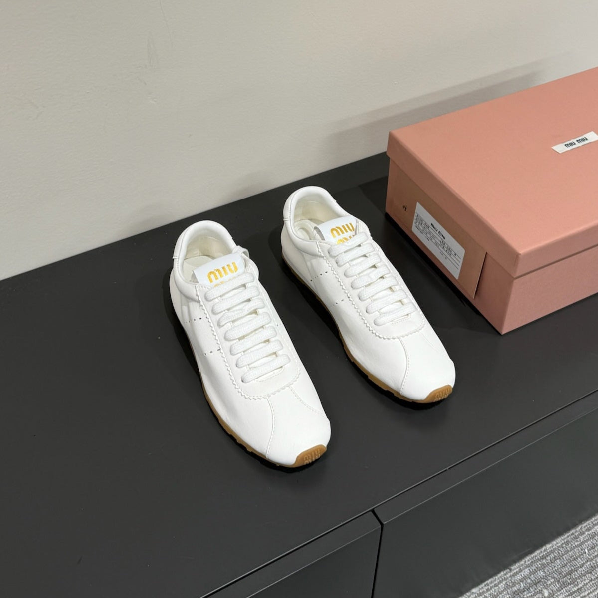 PLUME NAPPA SNEAKERS IN WHITE LAMBSKIN