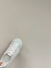 VULCAN PLATFORM SNEAKER IN WHITE CANVAS AND LAMBSKIN