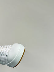 VULCAN PLATFORM SNEAKER IN WHITE CANVAS AND LAMBSKIN
