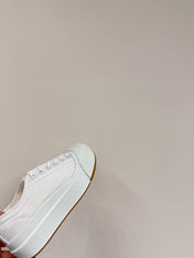 VULCAN PLATFORM SNEAKER IN WHITE CANVAS AND LAMBSKIN