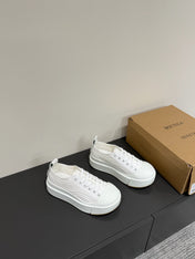VULCAN PLATFORM SNEAKER IN WHITE CANVAS AND LAMBSKIN