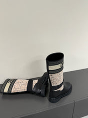 D-MAJOR BOOT TAUPE AND BLACK TECHNICAL FABRIC AND BLACK CALFSKIN