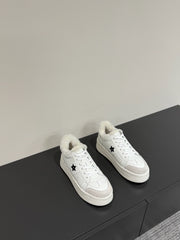 BLACK STAR SNEAKER WHITE CALFSKIN AND SUEDE CALFSKIN WITH SHEARLING LINING