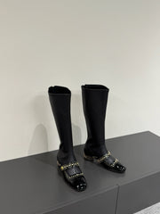 BELLE-D HEELED BOOT BLACK PATENT CALFSKIN