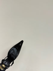 AIMÉE SLINGBACK PUMPS IN BLACK GLOSSY LAMBSKIN