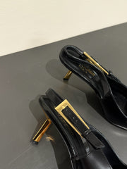 LEE SLINGBACK PUMPS 75 MM IN BLACK PATENT CALFSKIN