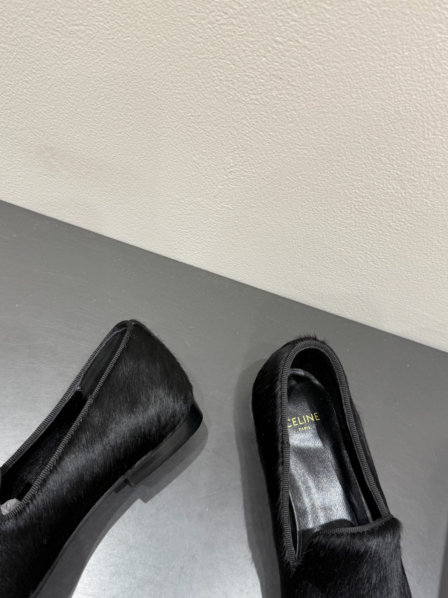 FURRY LOAFERS IN BLACK CALF HAIR