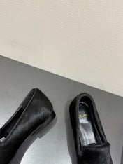 FURRY LOAFERS IN BLACK CALF HAIR