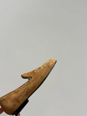 LOAFERS IN PEANUT BROWN SUEDE EMBROIDERED LOGO