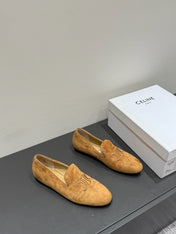 LOAFERS IN PEANUT BROWN SUEDE EMBROIDERED LOGO