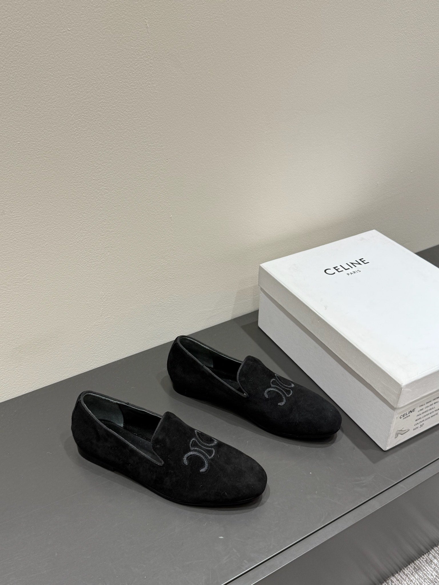 LOAFERS IN BLACK SUEDE EMBROIDERED LOGO