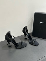 YSL HEELED SANDALS 25S 105 MM IN BLACK LAMBSKIN