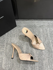 YSL HIGH HEEL 25S 100 MM IN BEIGE LAMBSKIN