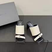 BALENCIAGA 25S HIGH-HEELED SANDALS IN WHITE CALFSKIN WITH SILVER HARDWARE