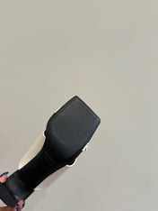 BALENCIAGA 25S HIGH-HEELED SANDALS IN WHITE CALFSKIN WITH SILVER HARDWARE