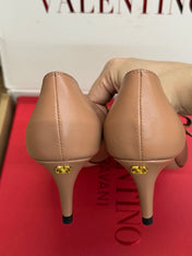 VALENTINO 26S HIGH HEEL SHOES IN NUDE PINK CALFSKIN WITH BOW