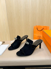 HEDEN MULE 80 BLACK SUEDE